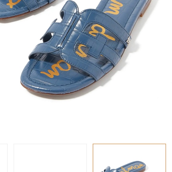 Euc Sam Edelman Blue Croc-Embossed Slide Sandals - Picture 1 of 3